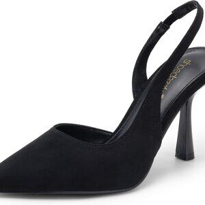 Black Suede Closed Toe Kitten Heels for Women 4-Inch Stiletto Dress Shoes